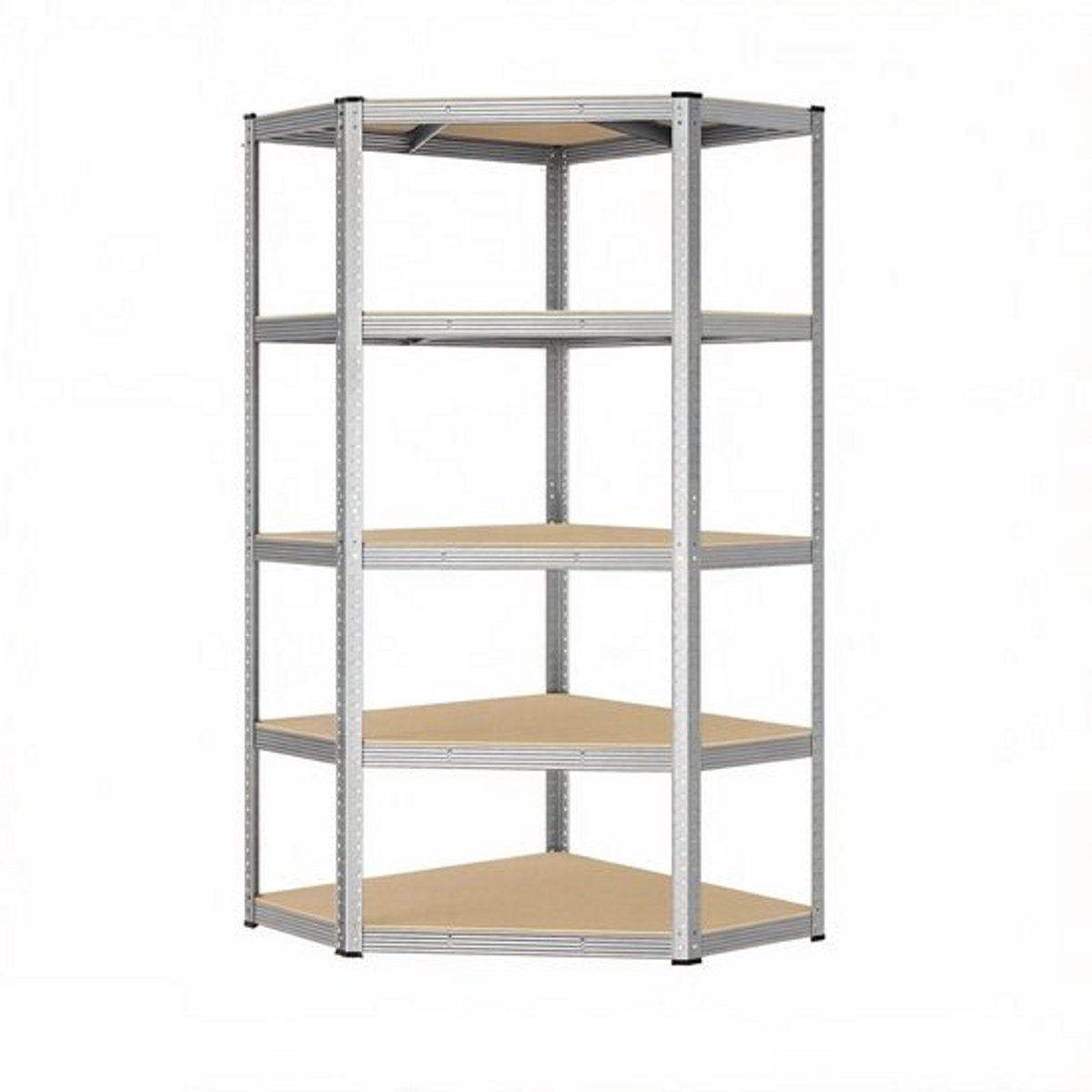 Hoekstelling 180 x 70 x 40 x 43 cm, 5-Laags Metalen Opbergrek, Zwaar Opbergrek Met Verstelbare Planken, Deelbaar Ontwerp, Tot 175 kg Per Plank, Totale Draagkracht 875 kg, Zilver, Voor Garage, Berging En Magazijn