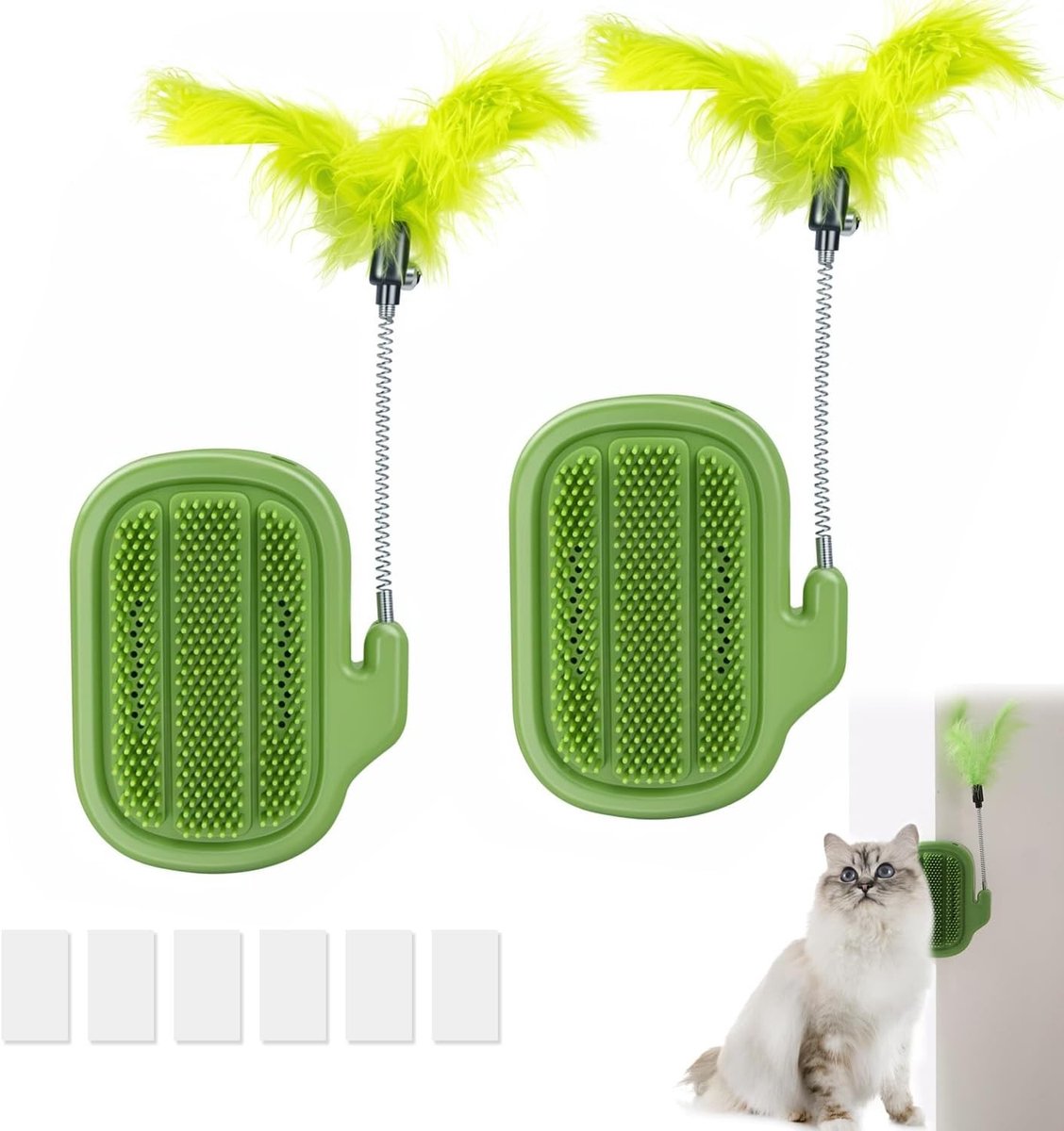 Zelfreinigende Kattenborstel met Massagefunctie, 2 Stuks, Ideaal voor Kittens en Volwassen Katten, Perfect voor Muren en Hoeken, Verwijdert Dode Haren en Stimuleert de Bloedcirculatie