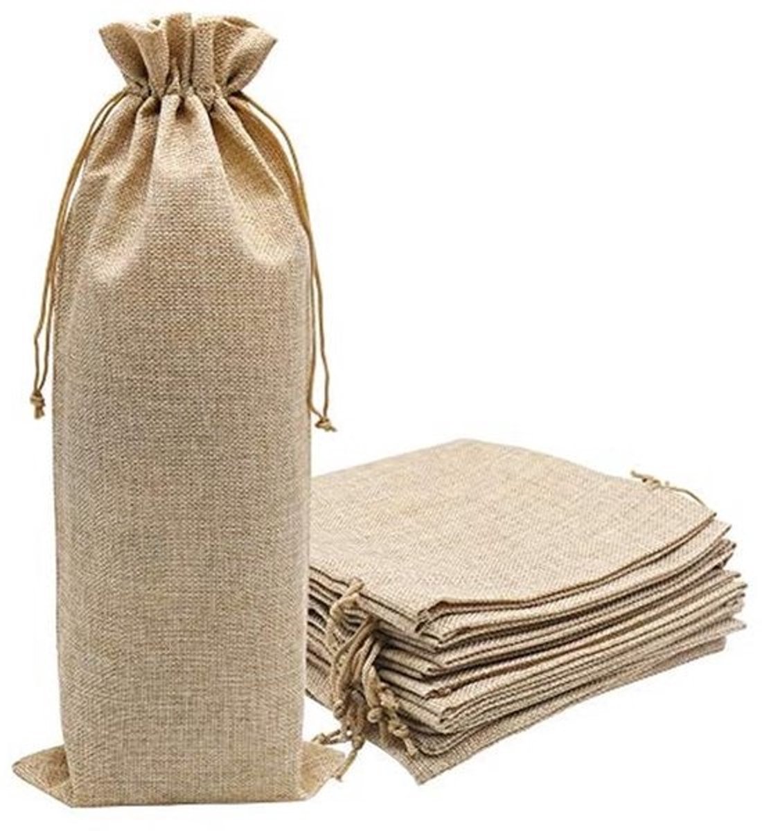 Jute wijnzakken voor 1,5 L flessen - Set van 10 voor bruiloften en feestdecoraties
