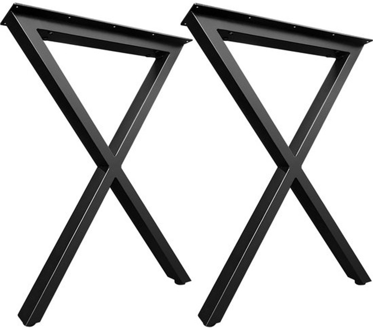 Set van 2 Zwarte Metalen X-Poot Tafelpoten 70 cm Hoogte Verstelbaar Industrieel Design