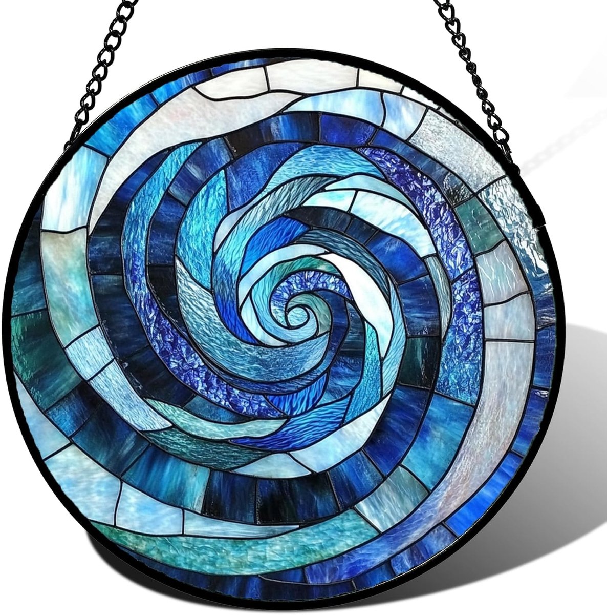 zonnevanger met blauwe werveling, decoratieve lichtvanger voor ramen, balkon en tuin, met ketting, creatieve huisdecoratie, zonnevanger voor zonlicht, 15 cm