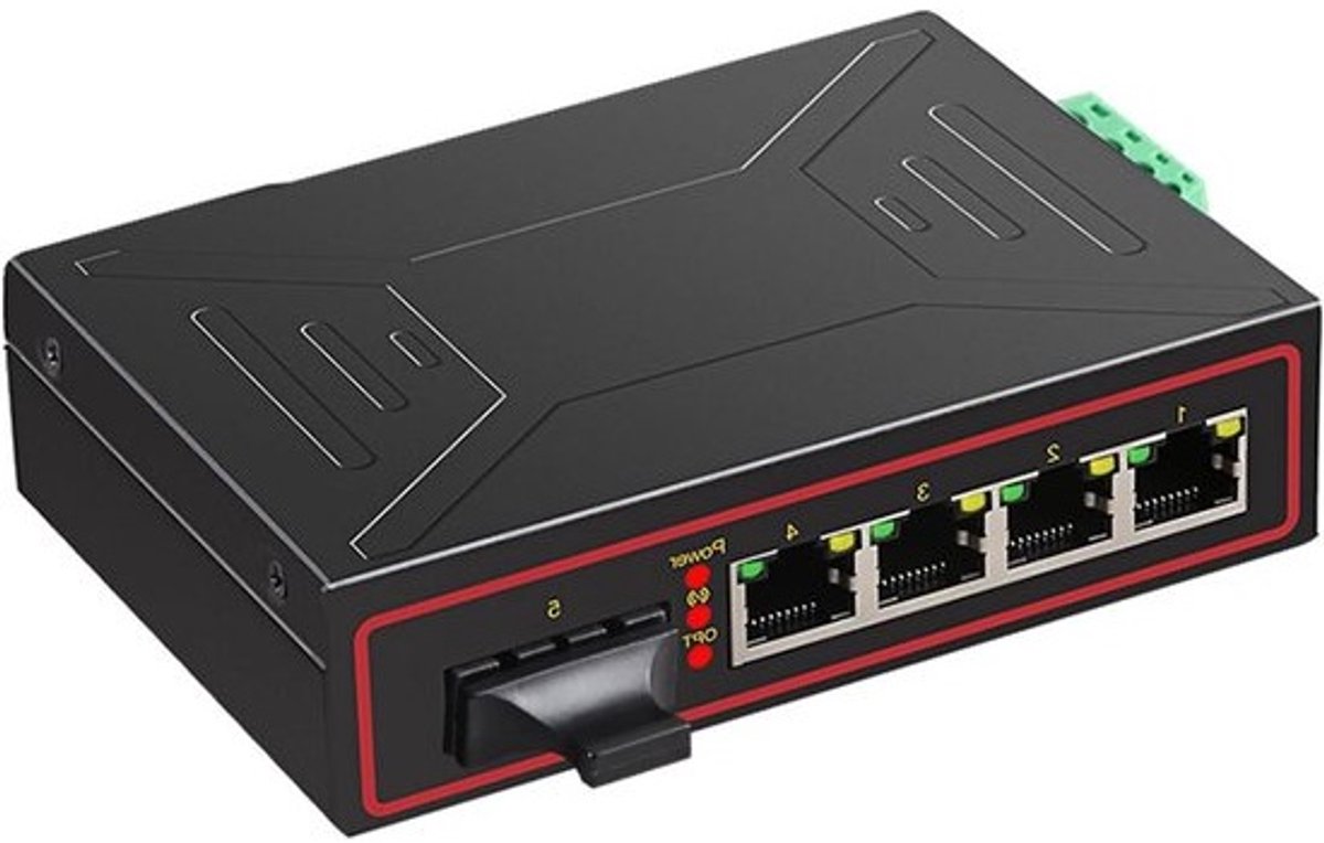 Mediaconverter Glasvezel - Ethernet Switch - Netwerk Uitbreiding - Plug and Play - Tot 120 km - Zwart