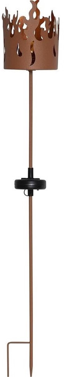Zonne Staaf Fakkel - Vlammand Licht - Tuin Verlichten - Roest Look - 77 cm Hoog - Roestkleurig