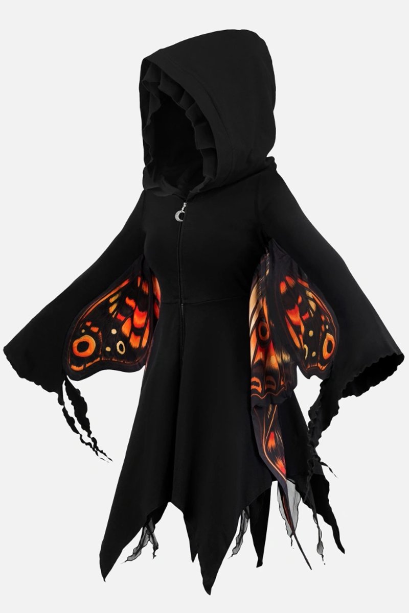 Restyle Ignis Moth Hoodie Speelse hoodie met 3D-motvleugels 2XL Zwart