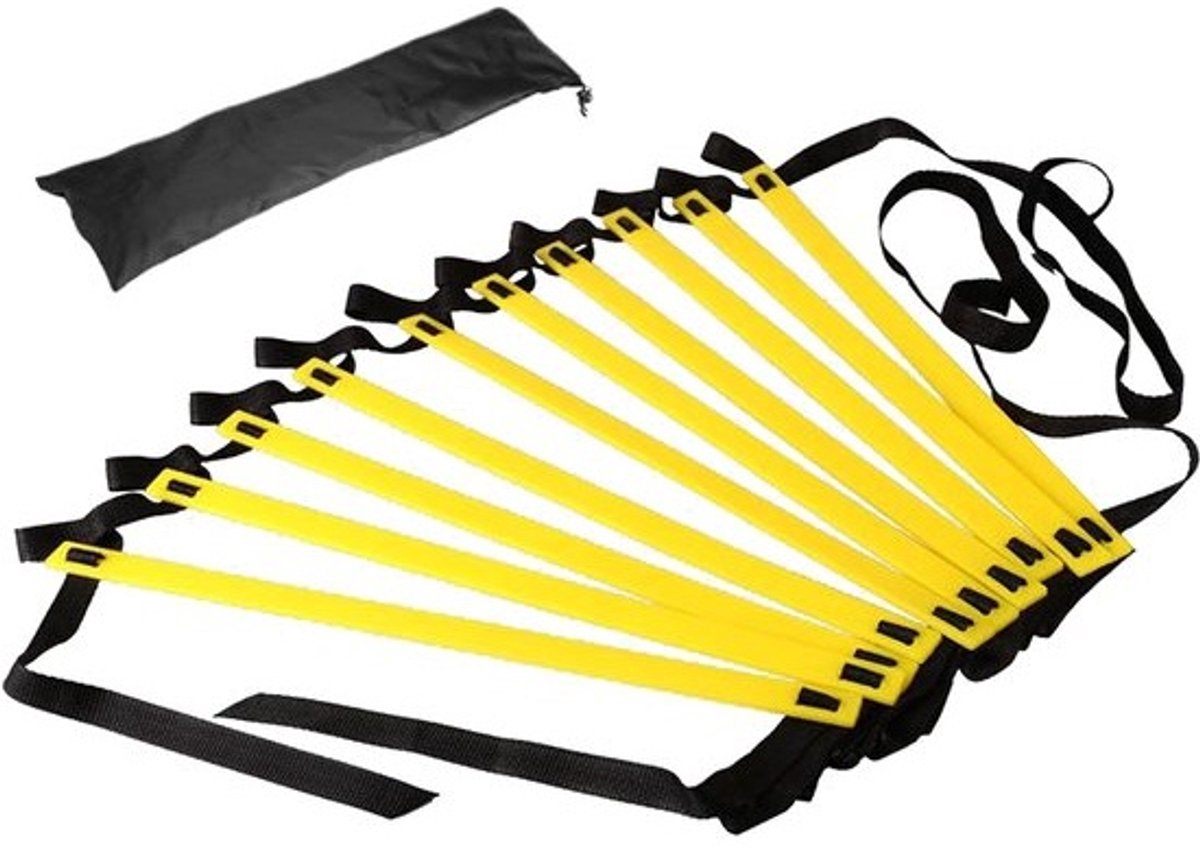 Behendigheidsladder - Snelheidstraining ladder - Sporttraining verbeteren - Vaste breedteconstructie - 500 x 40 cm - Zwart
