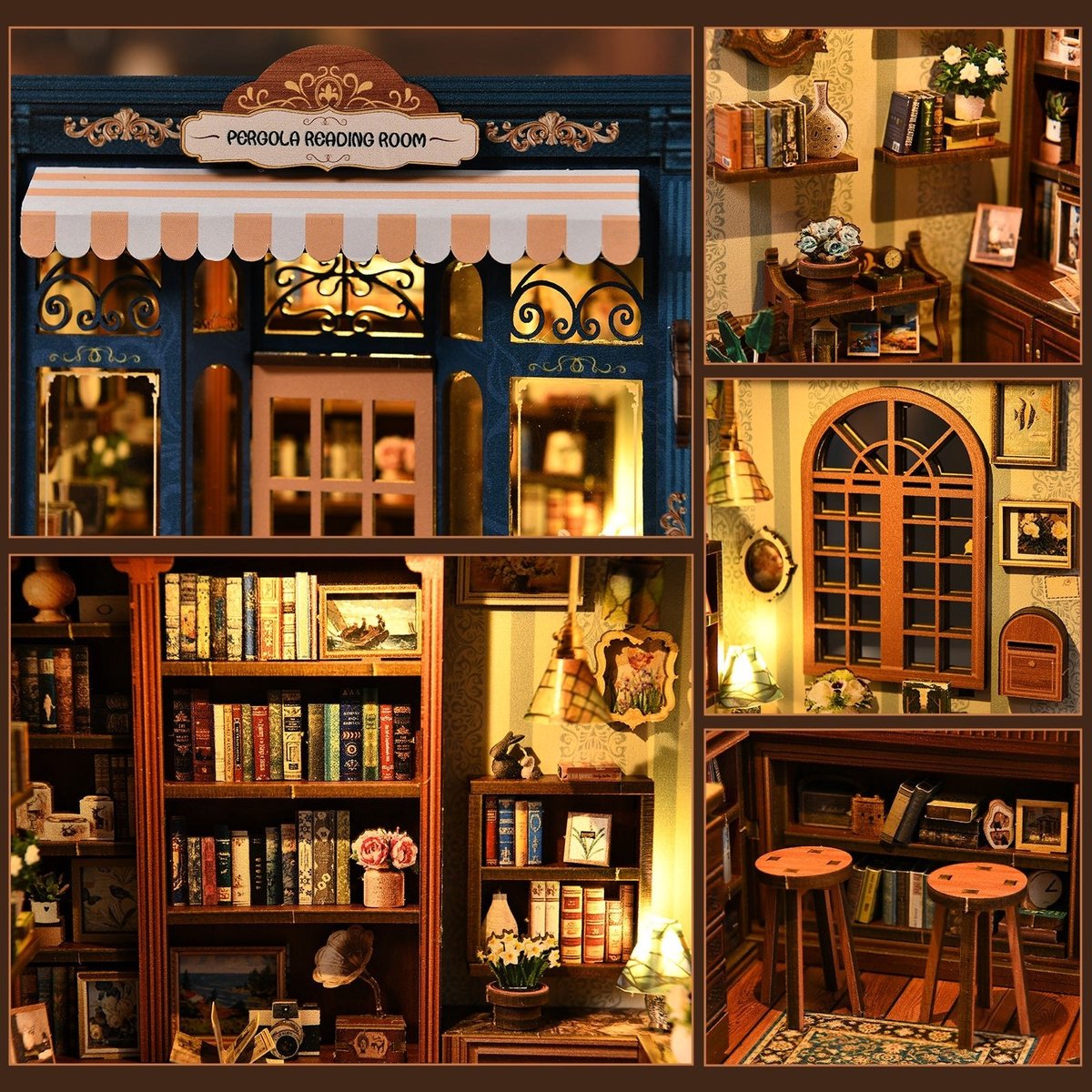 Booknook Pergola Reading Room - 3D Puzzel met Handleiding - DIY - Miniatuur Modelbouw Hout Kinderen en Volwassenen - Houten bouwpakket - Assemblr