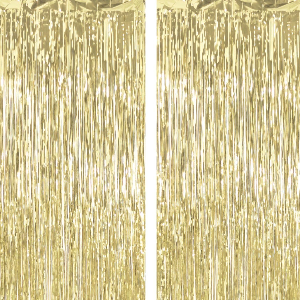 Deurgordijn - Decoratie - Metallic Foil Fringe Curtains - Tinsel Gordijn voor Fotobooth, Verjaardag, Feest, Halloween en Kerst - 1x2 meter - 2 stuks - Goud