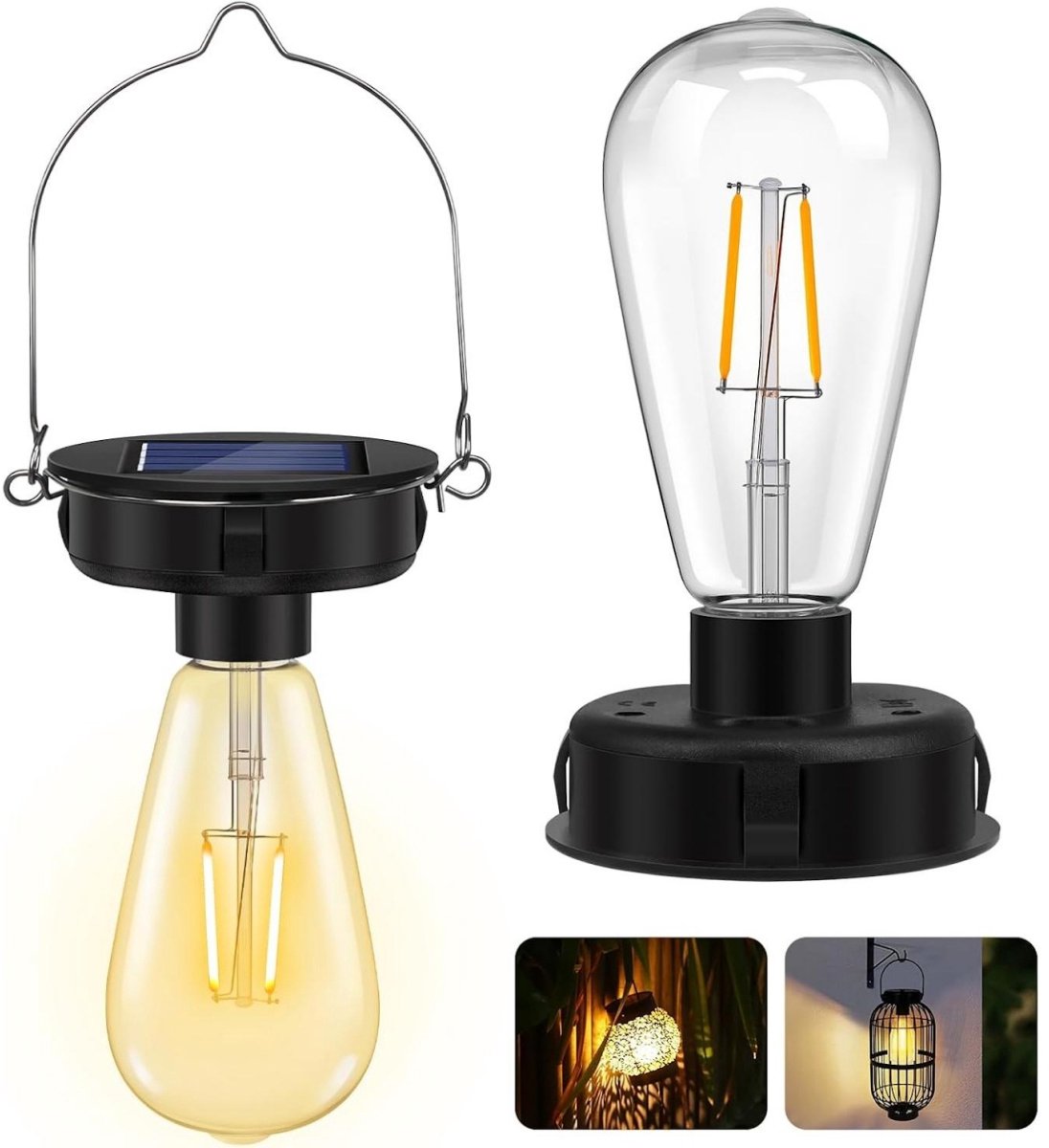SSTRWGOOD Vervangende deksels op zonne-energie – Set van 2 – 8 cm – Transparante ledverlichting voor buiten – Waterdichte hangende tuinlamp op zonne-energie – 1,2 V/600 mAh – Buitenlamp op zonne-energie – Geschikt voor hangende buitenlampen met haken