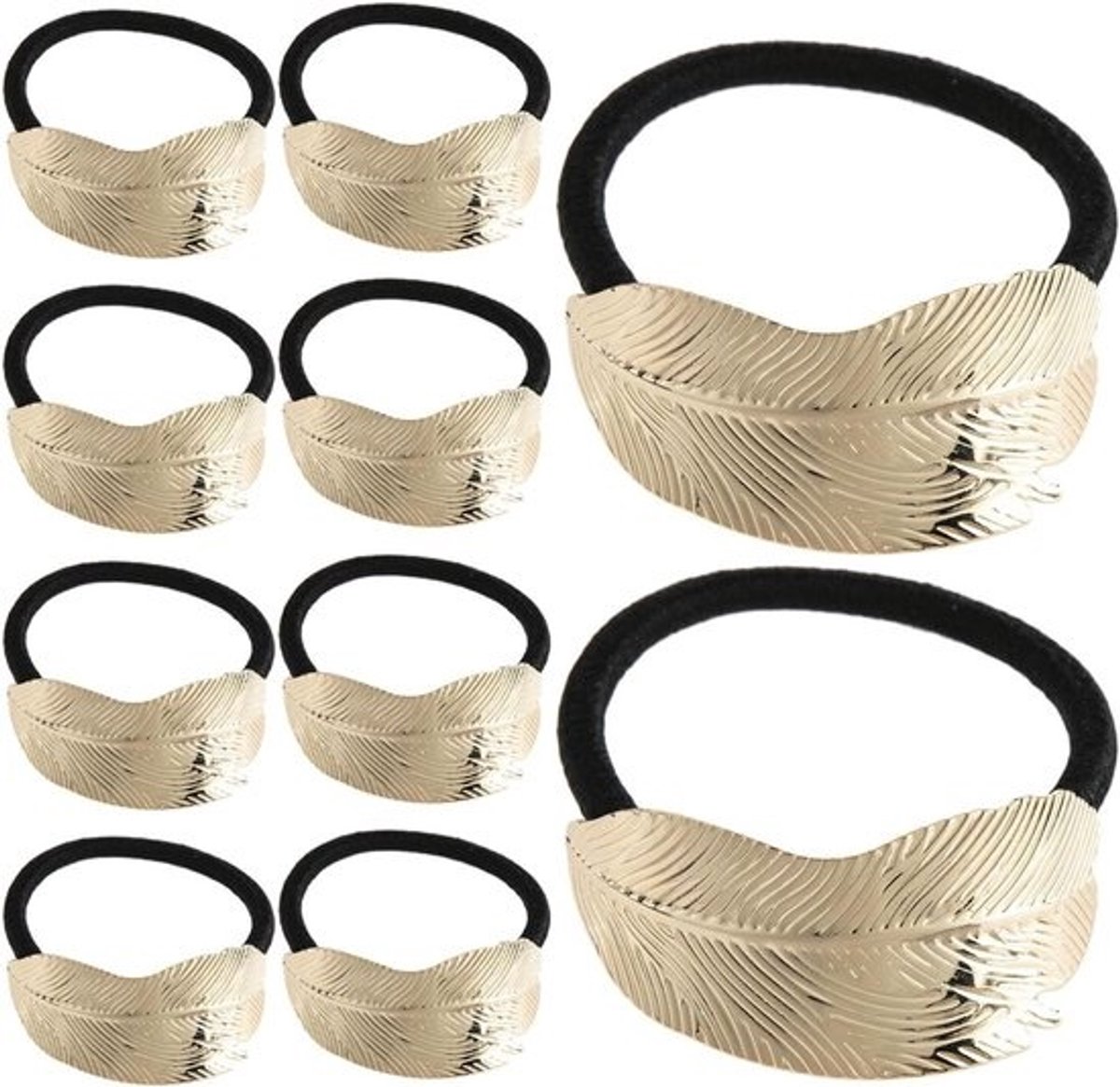 Metalen Haarmanchetten - Paardenstaarthouders Elastiekjes - Haar Styling - Stijlvol Bladvormig Design - 10 Stuks - Goud