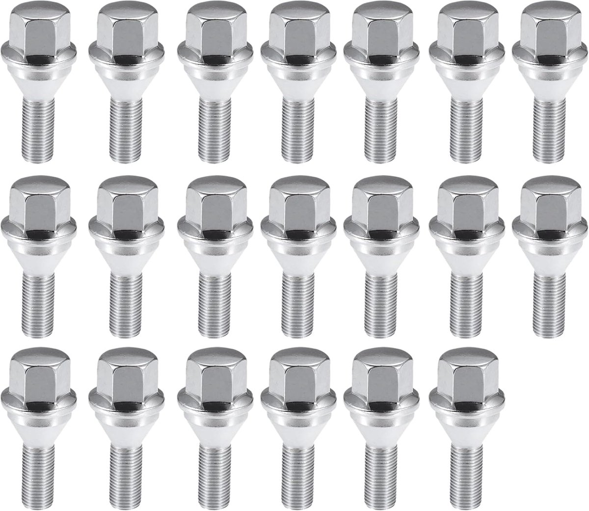Dailygoods- Wielbouten 20 Stuks - M12x1.5 - Slijtvast - Corrosiebestendig - Zilverkleurig - 59x19mm - Wielmoeren