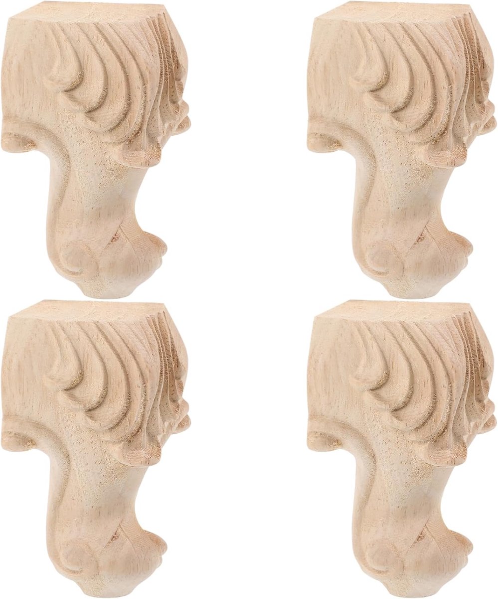 Dailygoods- Meubelpoten Vintage - Houten Tafelpoten - Decoratieve Bankpoten - Set van 4 - 10 cm Hoog - Stabiele Installatie