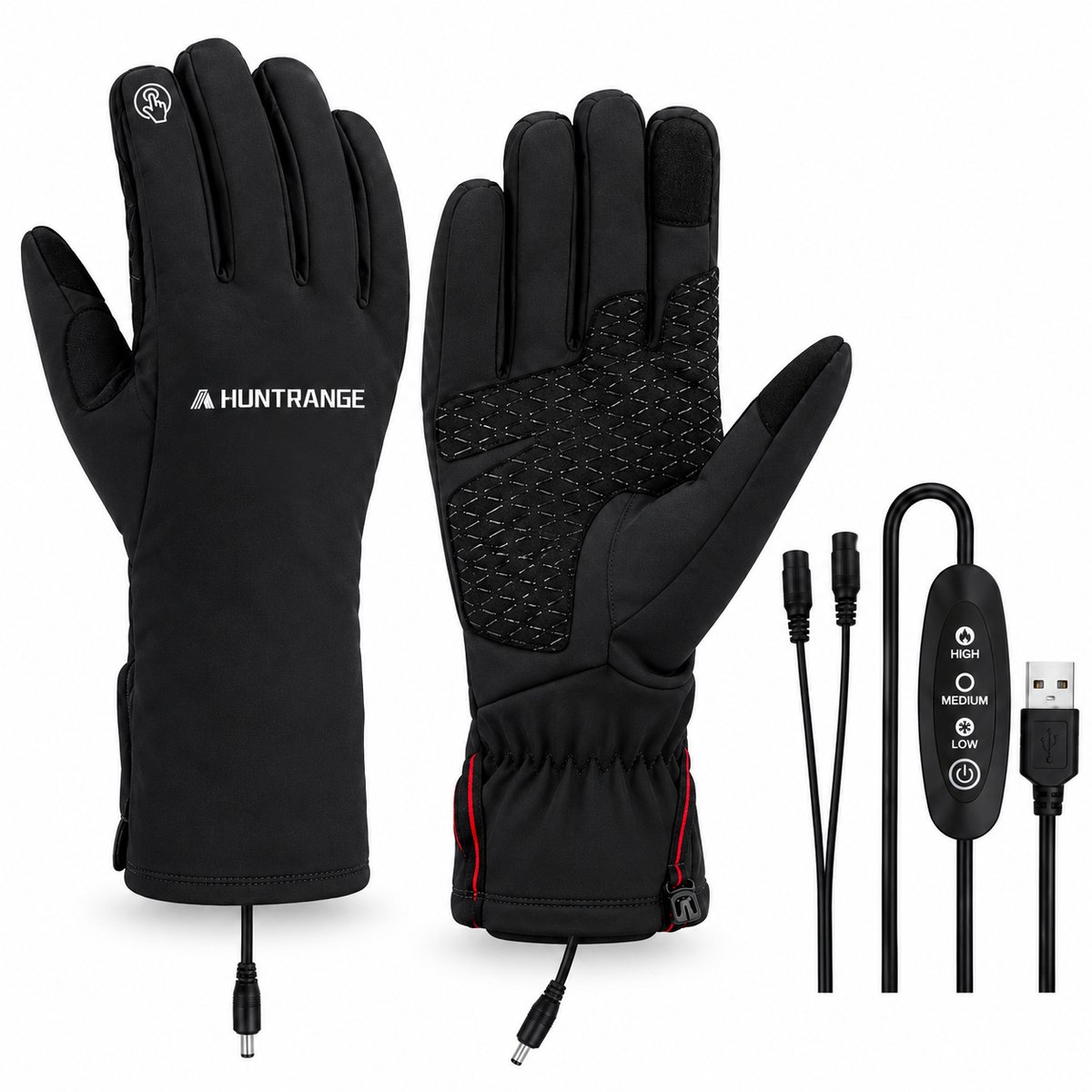 Verwarmde Handschoenen - Handschoenen met Verwarming - USB Verwarmde Winterhandschoenen -Zwart - Met Ophanglus - Voor Heren en Dames - Skiën, Wandelen en Fietsen