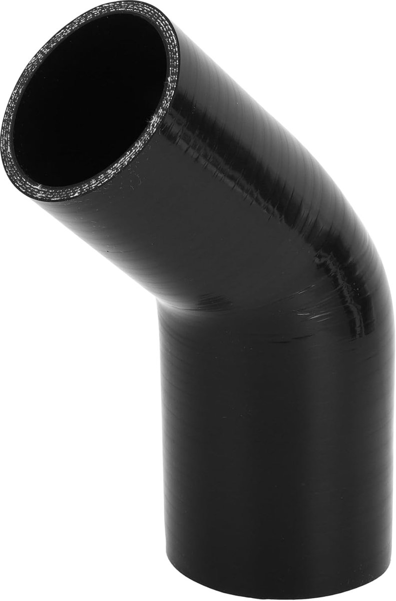 Dailygoods- Koelslang 60-70mm Binnendiameter - Zwarte Silicone Slang - 102mm Lengte - 45 Graden - Meerlaags Geweven Doek - Hoge Temperatuur Bestendig