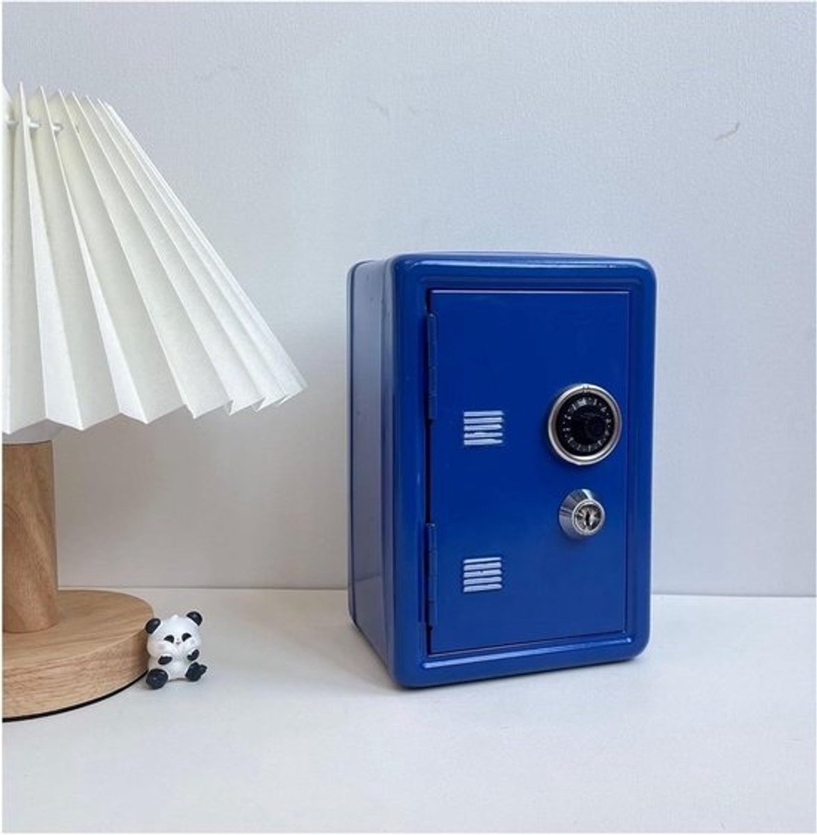 Mini Kluis - Spaarpot Creatief - Geld Besparen - Robuuste IJzeren Kist - Verticale Kast - Blauw