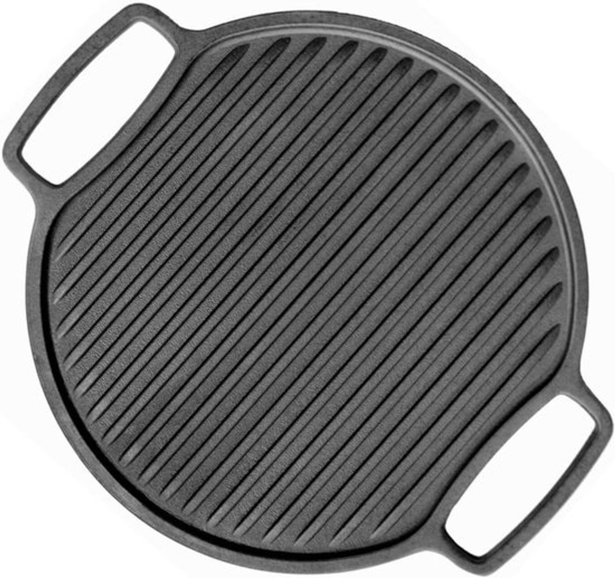 Gietijzeren Grillplaat - Bakplaat BBQ - Buiten Koken - Dubbelzijdig - Ø 32 cm - Zwart