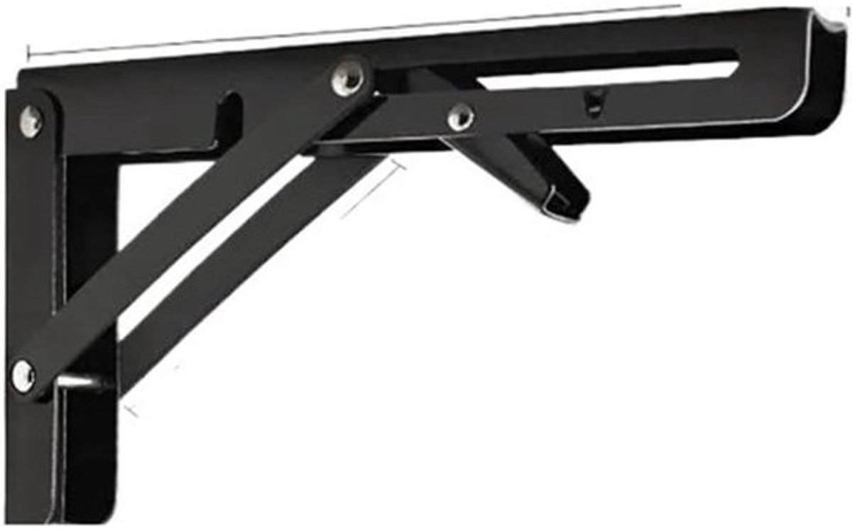 Opvouwbare Plankbeugels - Steunen voor Planken - Ruimte Besparen - Zelfvergrendelend Mechanisme - 305 cm - Zwart