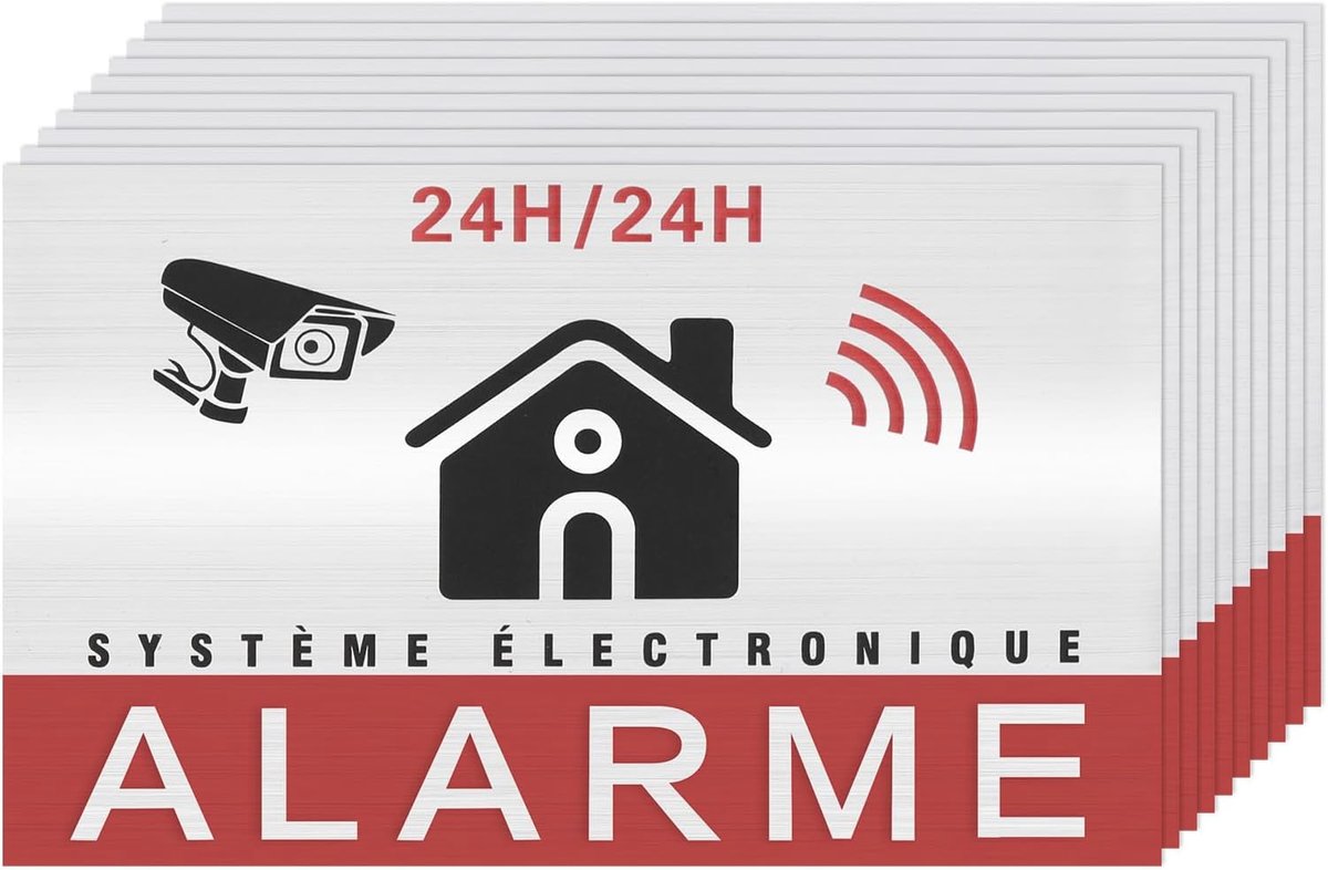 Dailygoods - 24-uurs Elektronische Monitoring Sticker - Veiligheid - 8,5x5,5 cm - Waarschuwing - Binnen en Buiten Gebruik - 10 Stuks