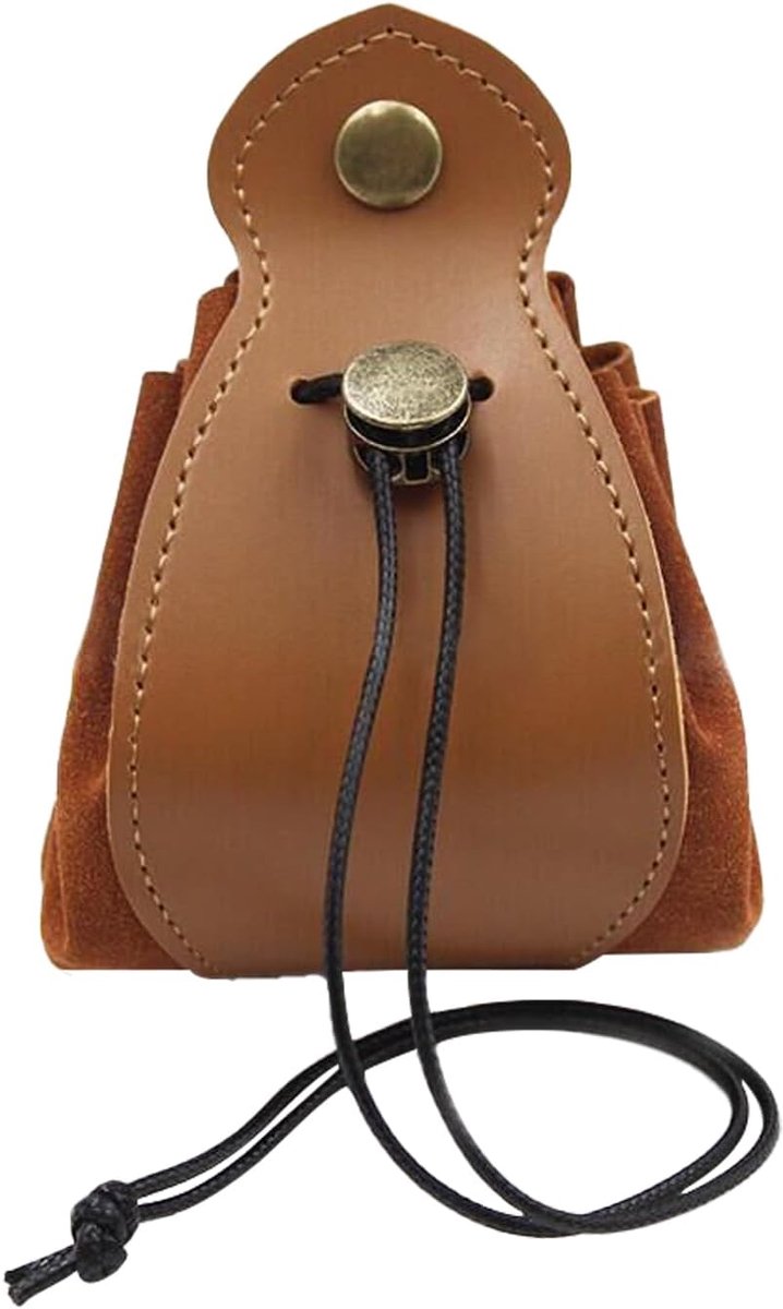 Dailygoods- Dobbelstenen Opbergzakje - Duurzaam Leer - Trekkoord - Draagbaar - Geschikt voor Accessoires - Comfortabel en Verstelbaar