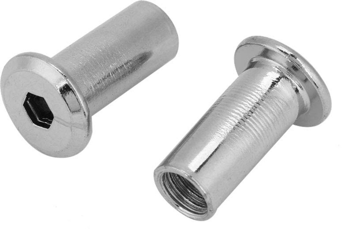 Dailygoods- Zeskantmoer M6/M8 - Platte Moeren - Meubelmoer - Schroefmoer - Hex Socket Head - 50 Stuks