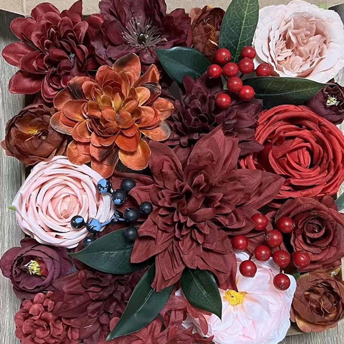 Dailygoods- Kunstbloemen - Echte uitziende rozen - Kunstbloemen boeket - Nep bloemen - Bruidsboeket - Decoratie - 1-pack schuim bloemen 25x25x5 cm - N