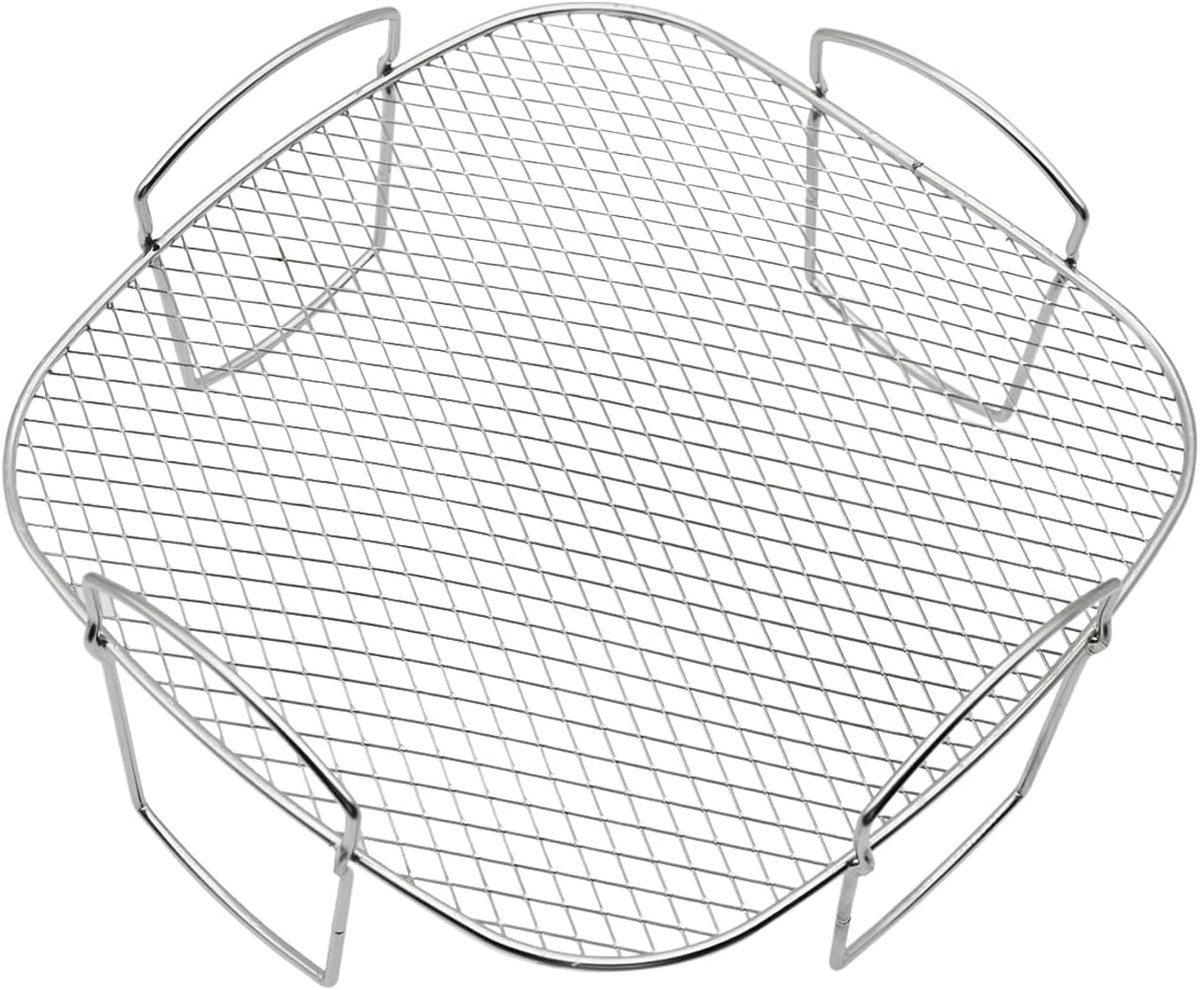 Dailygoods- Airfryer Accessoires Hoogwaardige 304 Roestvrij Stalen Grillrooster - Stoomrek - Meelaags Ontwerp - Makkelijk Schoon te Maken - 20.5x20.5x
