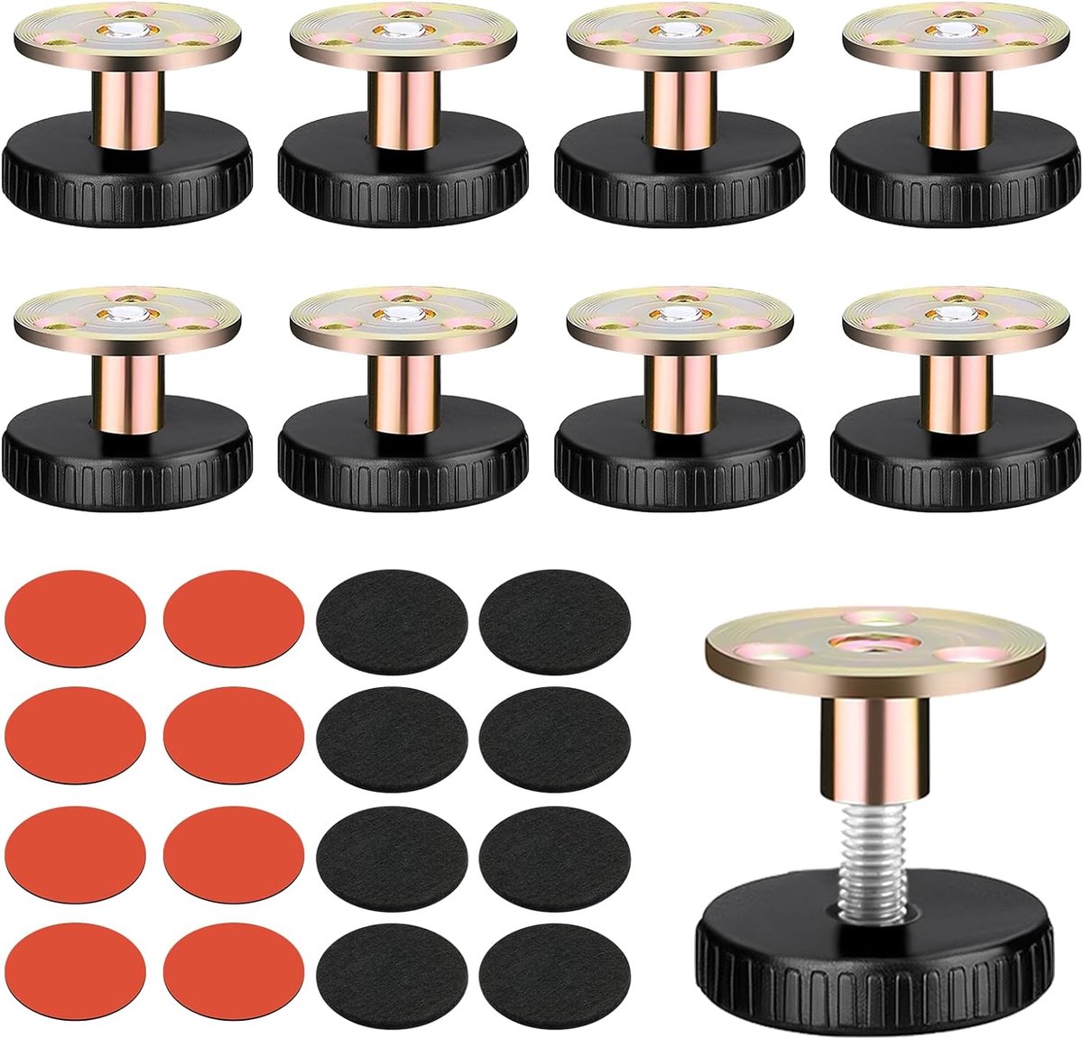 Dailygoods- Meubelpoten Verstelbaar - Hoogte 27-40 mm - Set van 8 - Zelfklevend - Duurzaam - Veilig en Geluidsdempend - Verstelbare Poten