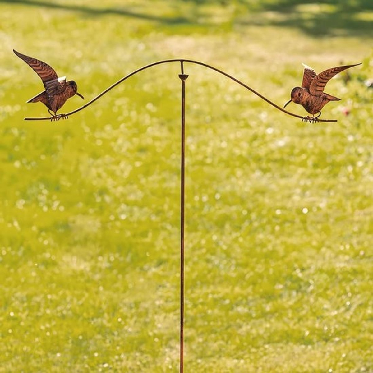 Tuinsteker Vogelwip - Decoratieve Steker - Tuin Decoratie - Echt Roest Afwerking - 125 cm Hoog - Bruin