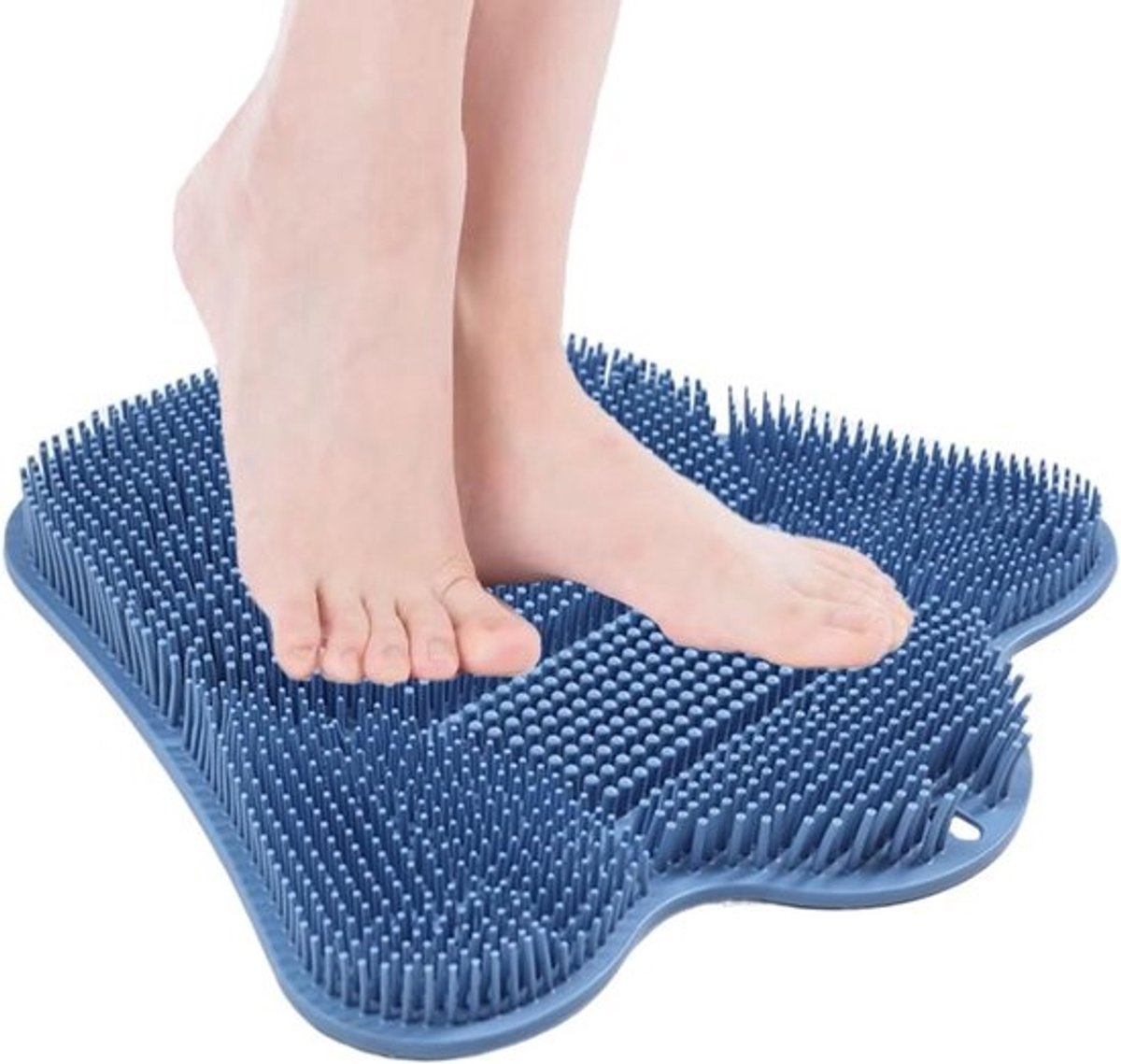 Voetpeelingmat Douche - Voetscrubber Rugborstel - Hygiënische Verzorging - Dubbele Zone Structuur - 32 x 31 cm - Grijs