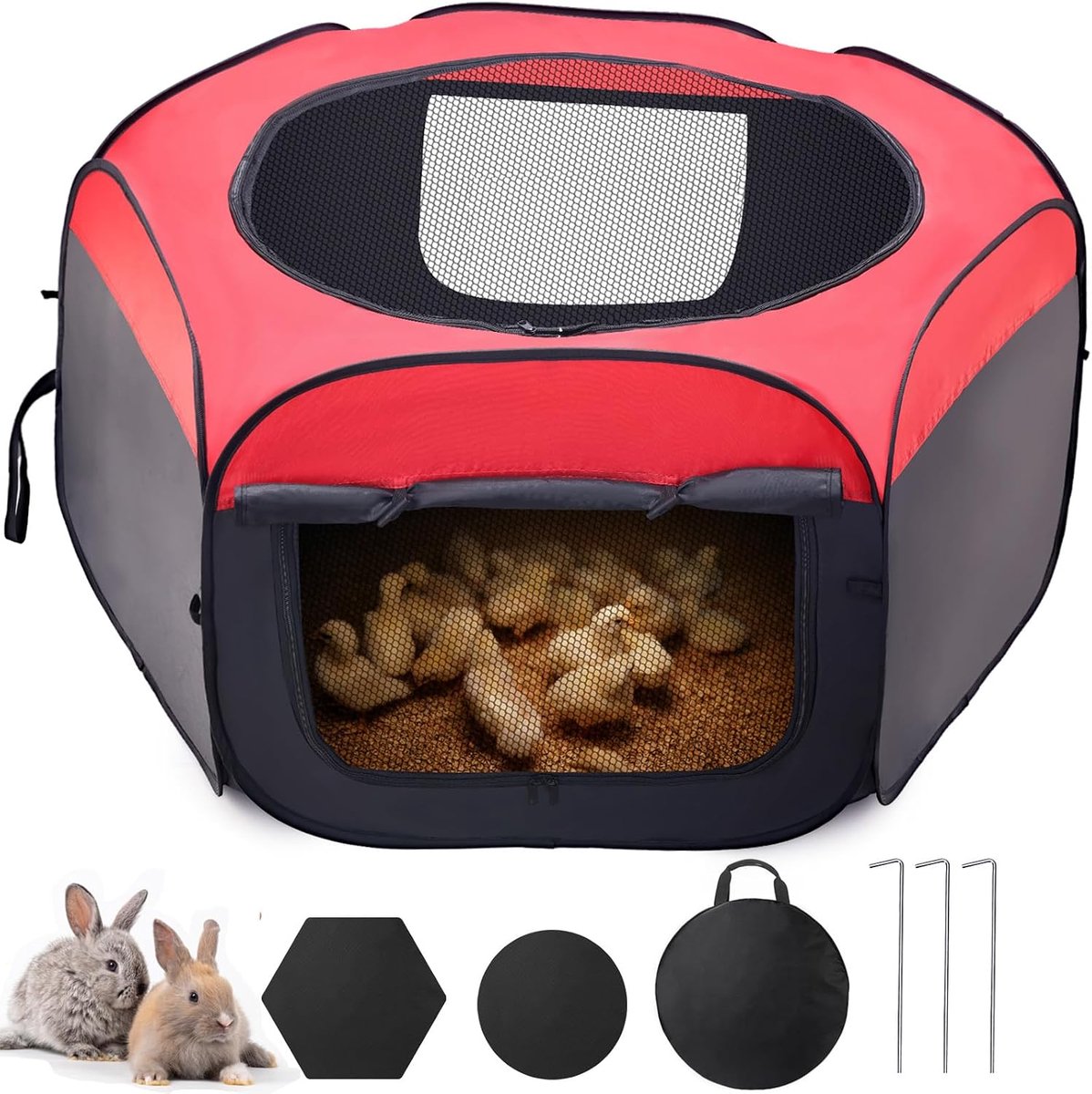 Kinderbox voor kleine dieren,kippenbabytent voor cavia, konijnen, kittens, puppy's, hamsters, 420D Oxford huisdierenbox met winterbestendige hoes, visueel zichtbaar met gaas, broedkast