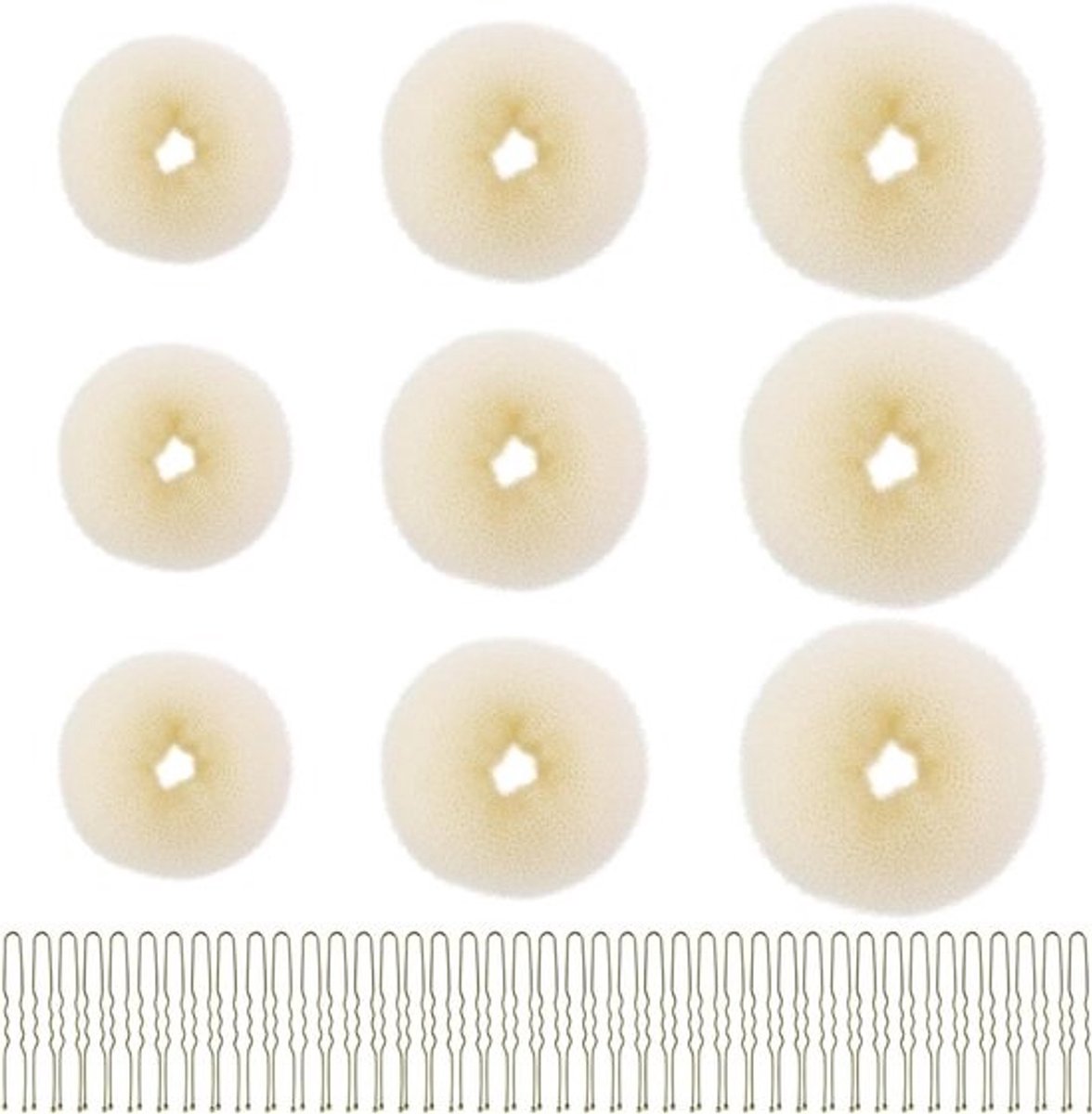 Haardonutmakerset - Knotmaker Opsteekhulp - Kapsels Creëren - Zacht Duurzaam Nylon - 9 stuks - Beige