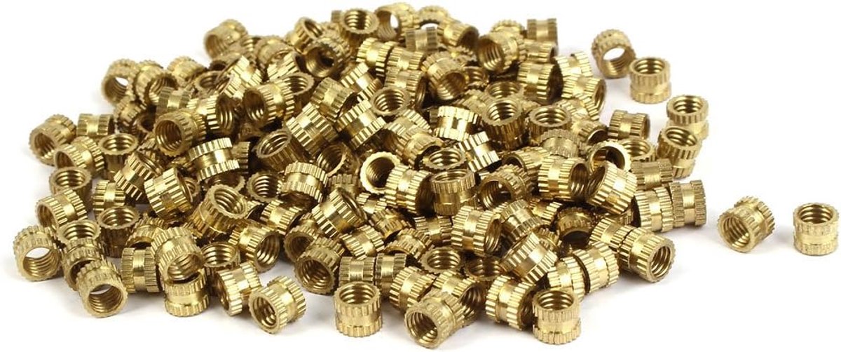 uxcell a16041800ux0636 M5 x 5mm 0,8mm steek messing gekrulde schroefdraad ronde invoegen ingesloten moeren 200PCS, Tone