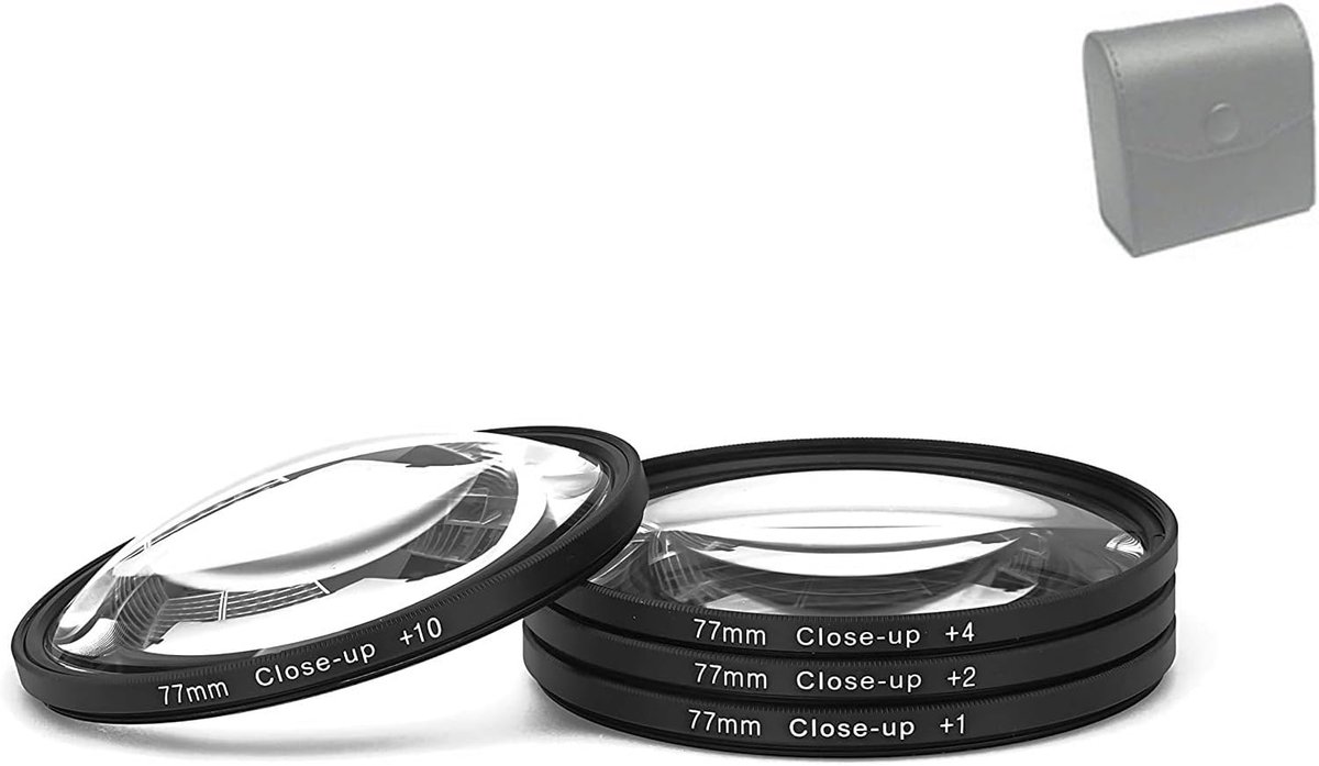 Dslr camera close-up macro lens filter kit set (+1,+2,+4,+10) vergroting met opbergtas vergroot for Canon, Sony, Nikon, Fujifilm, Panasonic lensfilter accessoires Panasonic