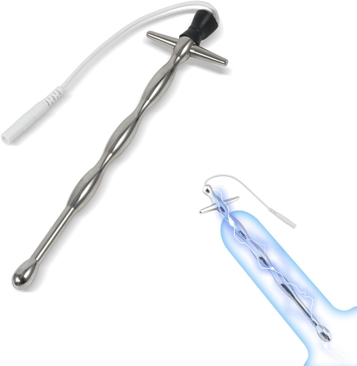 Steel Urethra Sound Electroshock Version for Men Single Pole Electric Penis Plug Urethral Dilator Male Urethral Training (Electric shock)