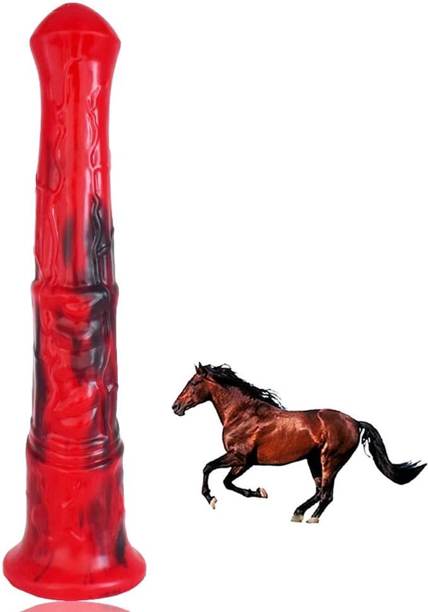 Seksspeeltjes voor Mannen en Vrouwen 27 cm Anale Dildo Extra Lange Paardendildo G-spot Stimulator Dierenpenis Anale Dildo Dong Prostaat Massager (Rood + Zwart)