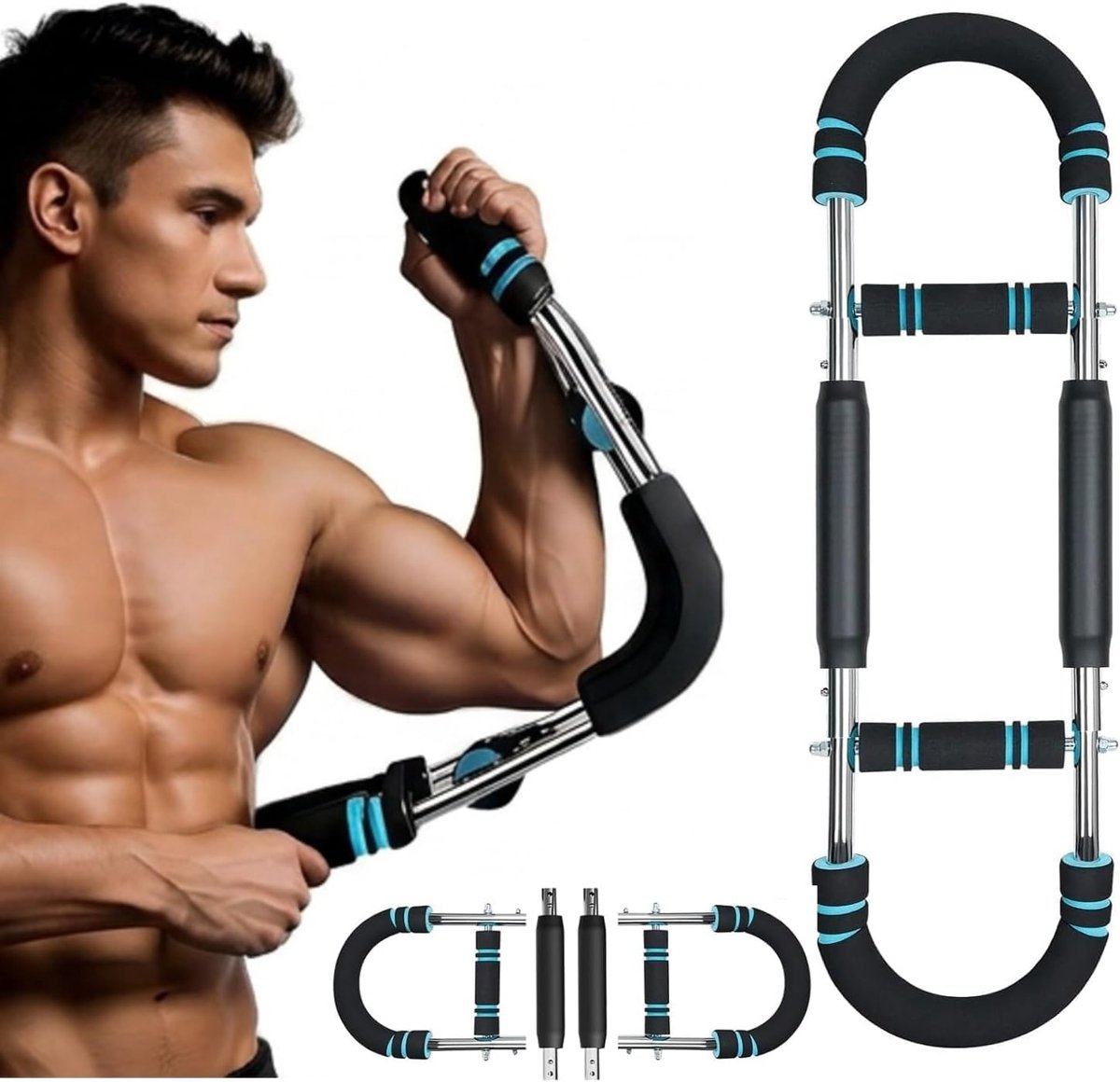 Twister Arm Trainer, verstelbaar borsttrainingsapparaat, arm- en handspiertrainer, U-vormige twister arm oefenaar, verstelbare borstexpander, vormt het perfecte lichaam voor mannen