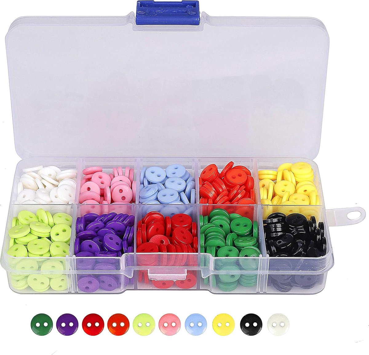 Knopen hars toetsen 10 kleuren kleine knoppen met plastic doos voor naaien ambachten scrapbooking en DIY handgemaakte versiering 750 stuks