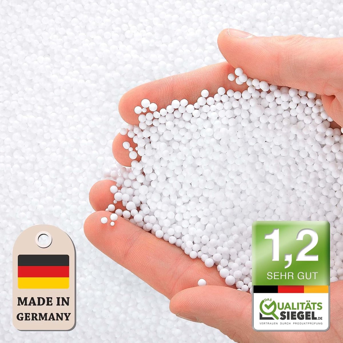 Bean Micro-EPS kralen, 20 liter, 0,5-1 mm, van Duitse makelij, voor zitzakvulling, piepschuimballen, navulverpakking kussenvulling, microparels, voedingskussen