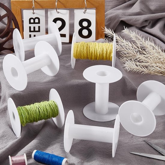 15Pcs 68 x 74mm Lege Plastic Spoel Lange Spoelen Wit Weven Loopvlak Ketting Tape Draad Houder Organizer String Bulk Voor Ambachten Kruissteek Haak Benodigdheden Borduurwerk Naald Garen — afbeelding 4