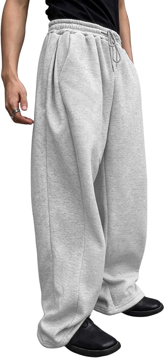 Joggingbroek voor heren, katoen, modieus, elastisch, trekkoord, baggy joggingbroek, lange casual trainingsbroek