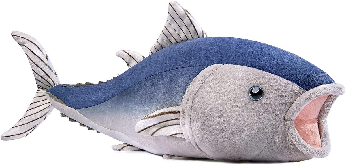 Lilizzhoumax Kawaii pluche tonijn, 40 cm, realistische tonijn, pluche speelgoed voor kinderen