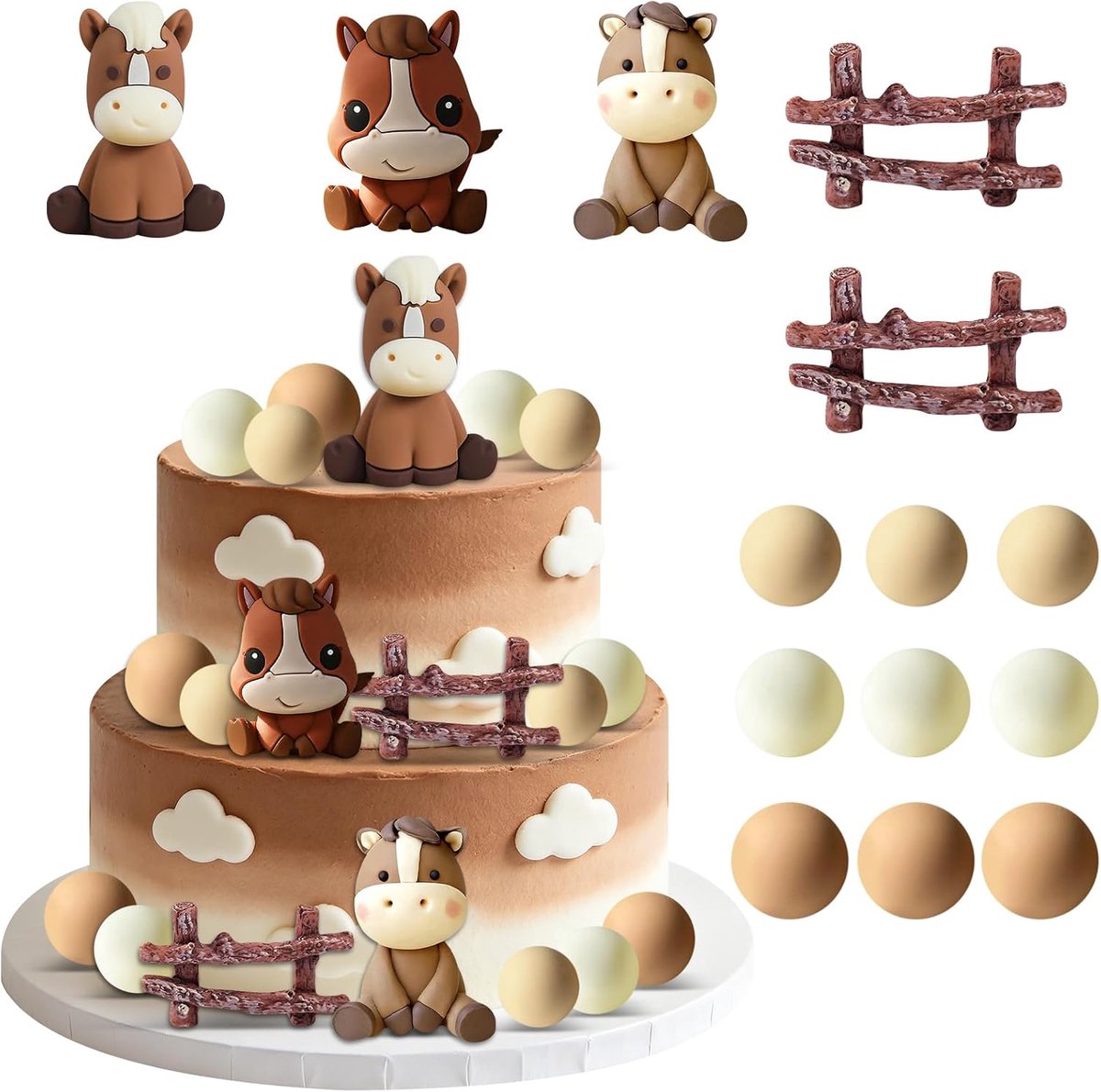 taarttopper, verjaardagstaartdecoratie met boerderijdiermotief