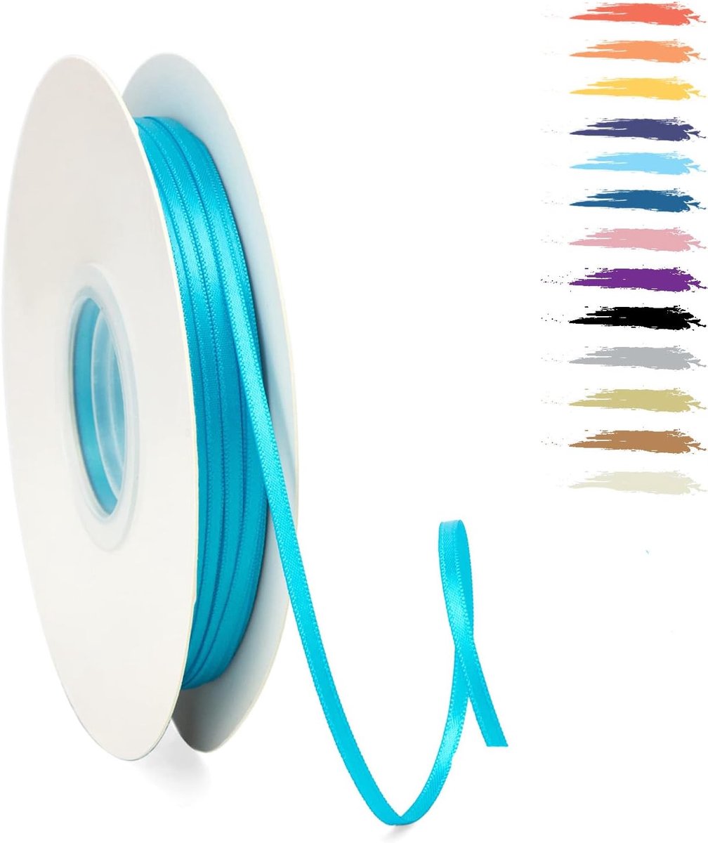 3mm Pauw Blauw Satijnen Lint,95 Meters Decoratie Zijden Linten,Cadeaulint,Autolint,voor Feest, Bruiloft, Verjaardag,Valentijn Party