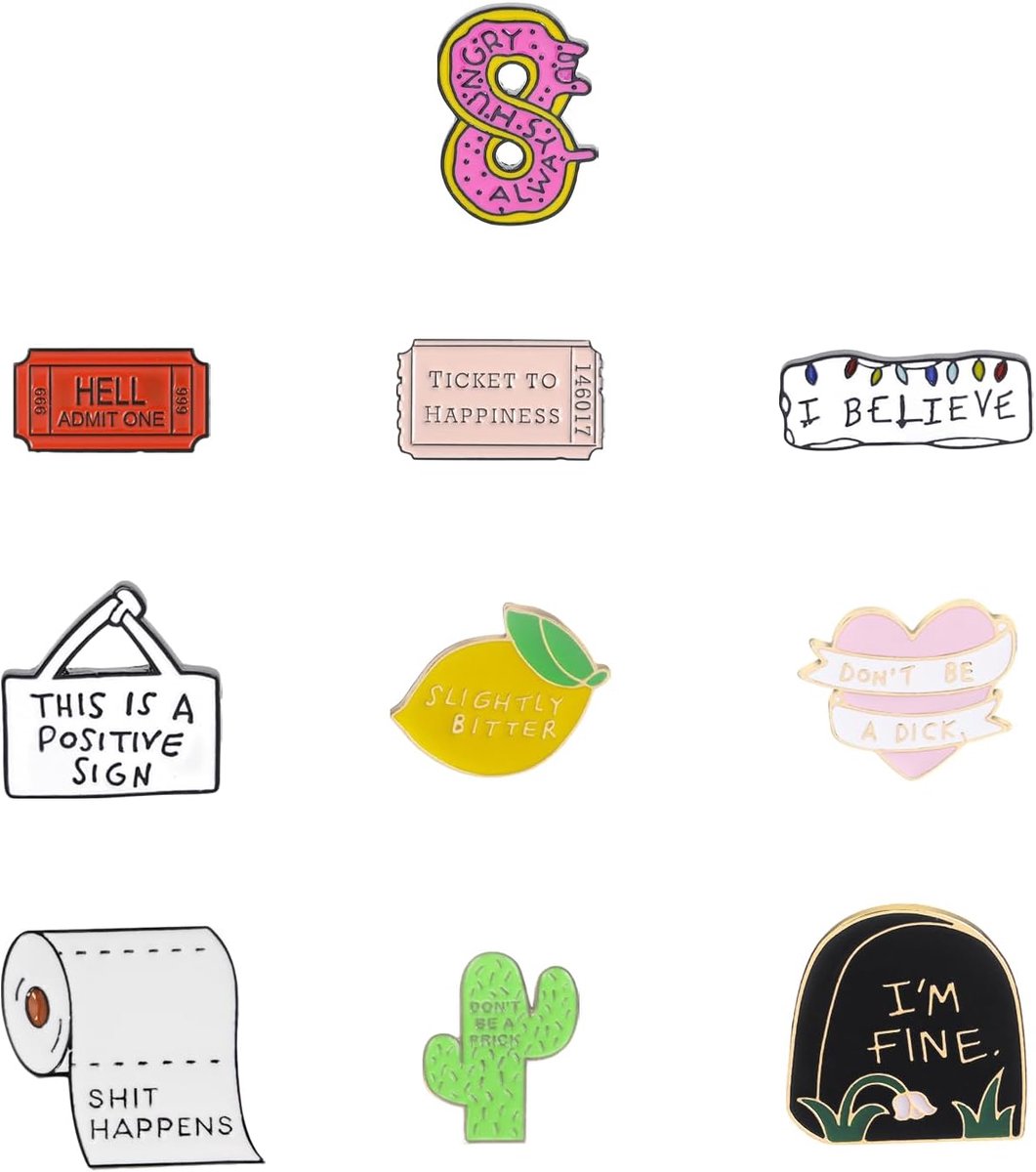 Broches, schattige emaille letterbroches, creatieve broches, schattige accessoires, trendy broches, Metaal