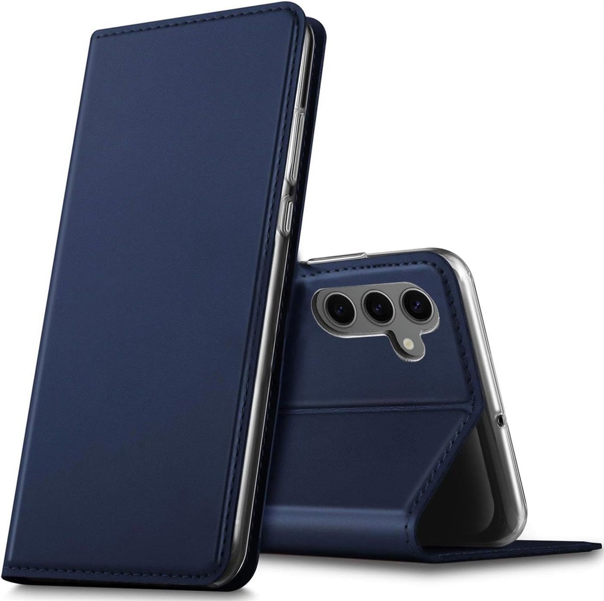Telefoonhoesje voor Samsung Galaxy S24+, premium mobiele telefoon flip cover voor Samsung S24 Plus 5G, geïntegreerde magneetsluiting, book case, PU-leer, blauw