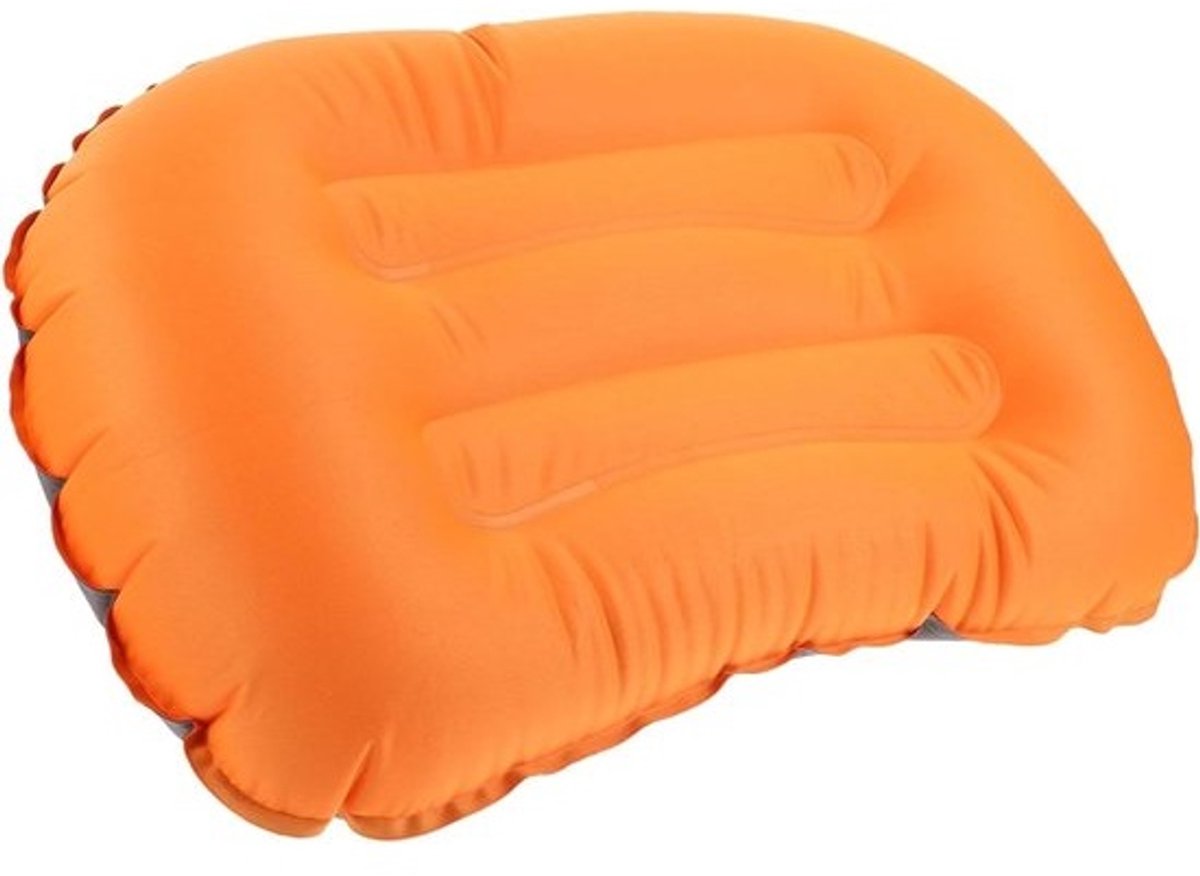 Opblaasbaar Kussen - Kampeerkussen - Comfortabel Rusten - Ergonomisch Ontwerp - 45x30x11 cm - Oranje