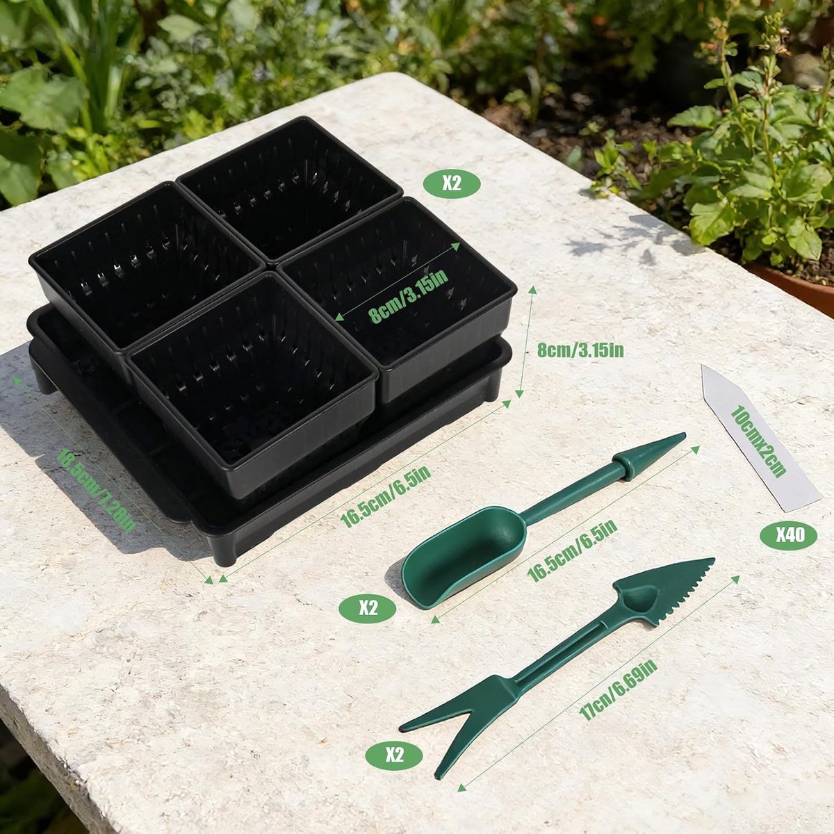 Herbruikbare Zaadbakjes - Set van 8 Mini Kweekkassen voor Zaadverspreiding, Planten Groeien met Labels en Tuingereedschap, Ideaal voor Kwekerijen en Tuinliefhebbers