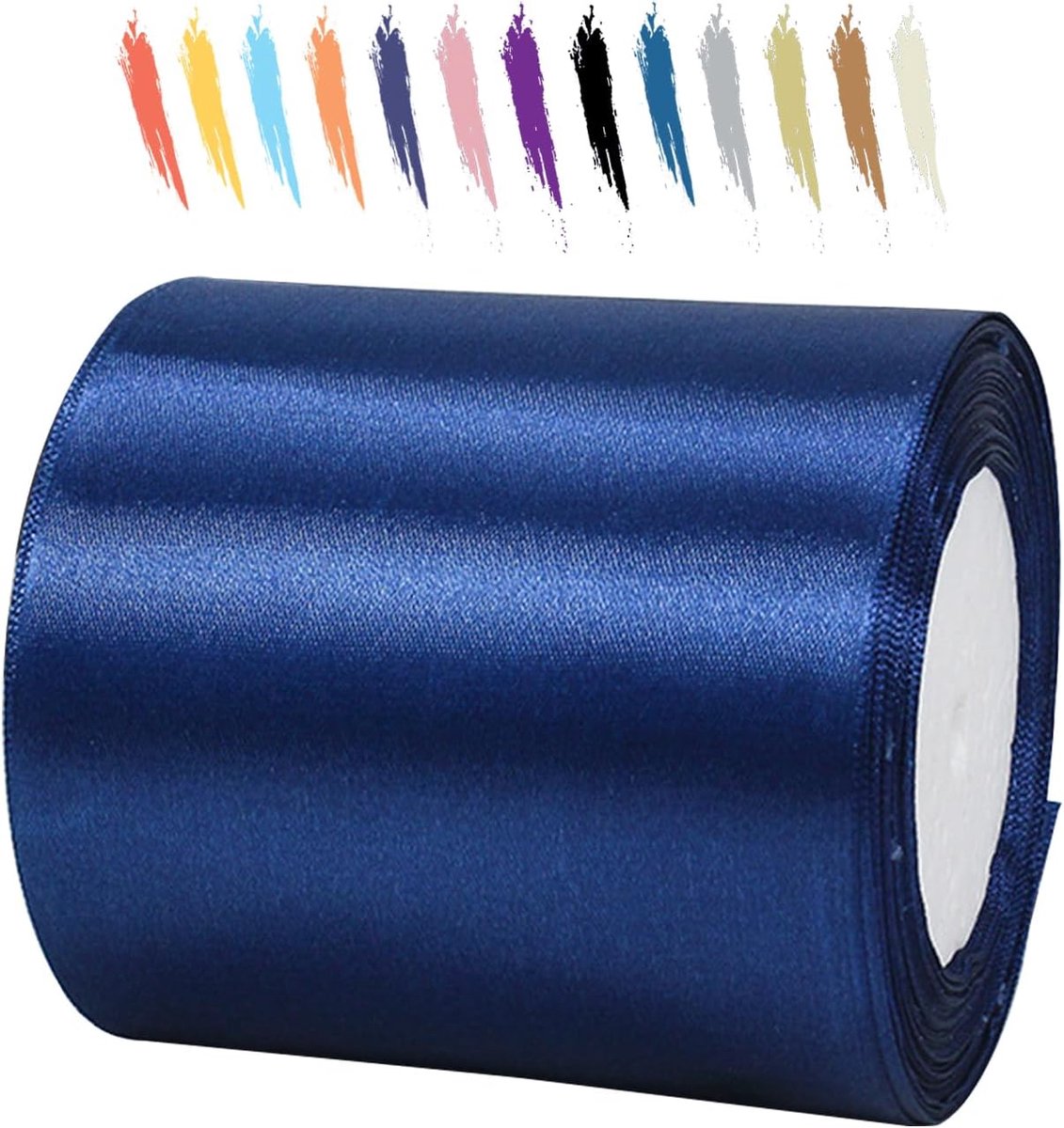 100mm Marineblauw Satijnen Lint,25 Meters Decoratie Zijden Linten,Breed Lint,Cadeaulint,Autolint,voor Feest, Bruiloft, Verjaardag,Valentijn Party