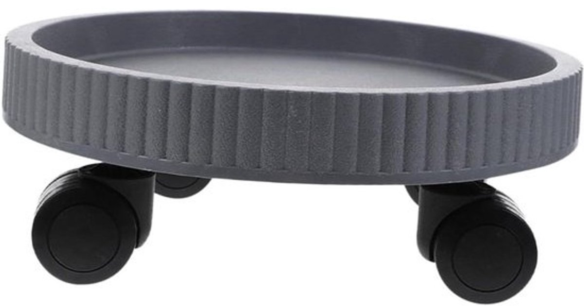 Plantenstandaard Met Wielen - Bloempot Trolley - Planten Verplaatsen - Zwenkwielen - 31 cm Diameter - Grijs