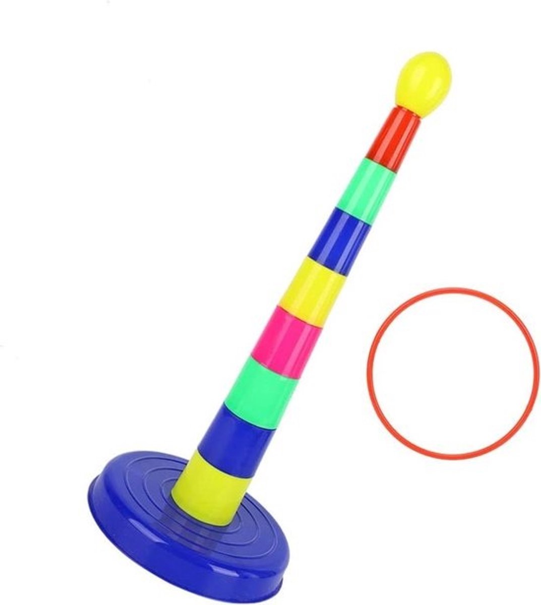 Ringwerpspel Set - Tosk Ring Toss - Familie Spel Tijd - Kleurrijke Pilaren - 45 cm Hoog - Multicolor