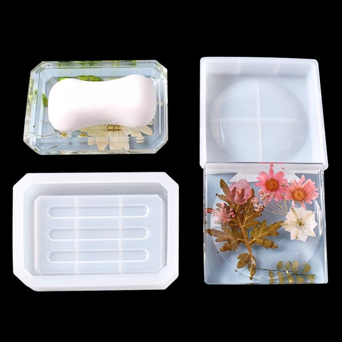 Dailygoods- Zeepbakje - Siliconen Mal - Set van 2 - Vierkant/Rechthoekig - 4,33/5,12 inch - Voor Opslag/Sieraden/Organizers - Zeepdispenser